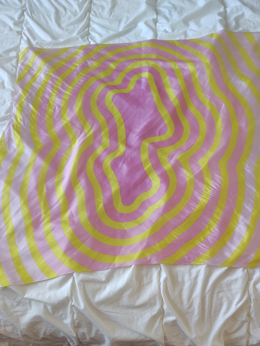 Pink & Yellow Wave Print Silk Scarf